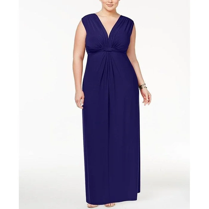 Love Squared Women's Trendy Knotted Maxi Dress Cobalt Size 1X Streetwear Style for 