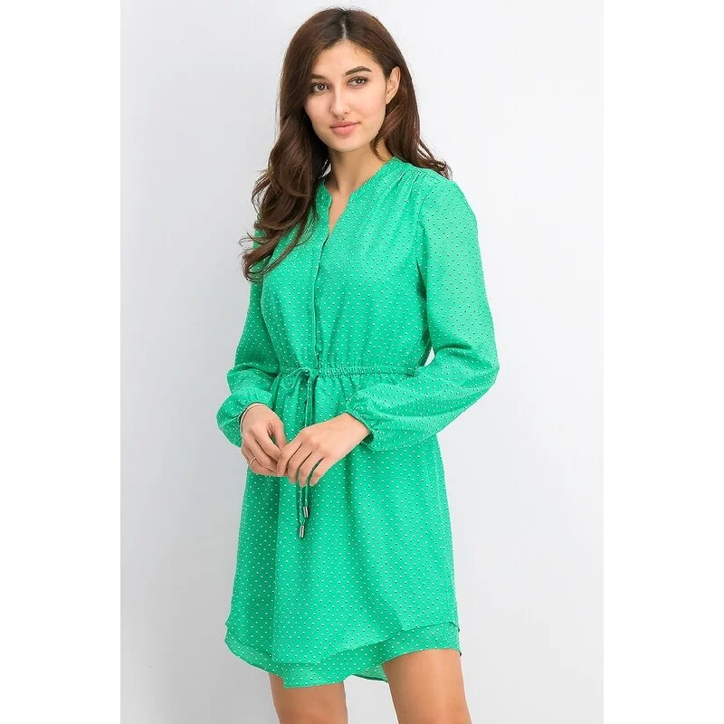Maison Jules Women's Printed Drawstring Dress Bright Green Size Small Dapper Women's 1920S