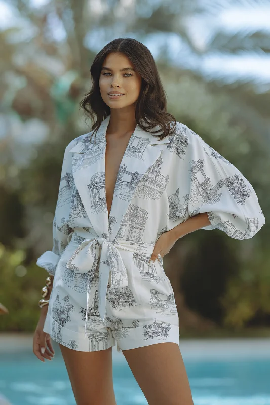 MAXIE LINEN PLAYSUIT - PRINT Sustainable Organic
