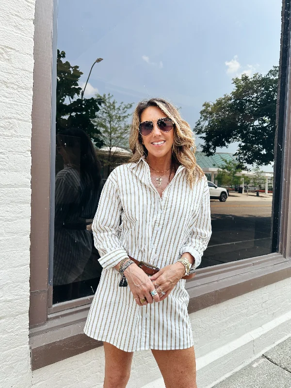 Meredith Striped Shirtdress Edgy Women's Punk