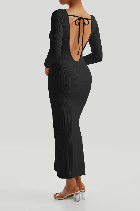 Openback Long Sleeves Maxi Dresses Business