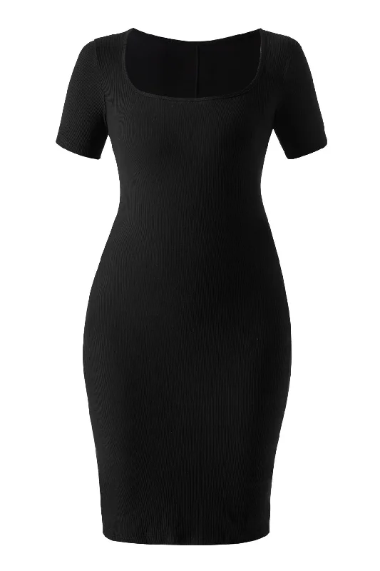 Short Sleeve Midi Dress With Built-In Shapewear Rugged Women's Outdoor 