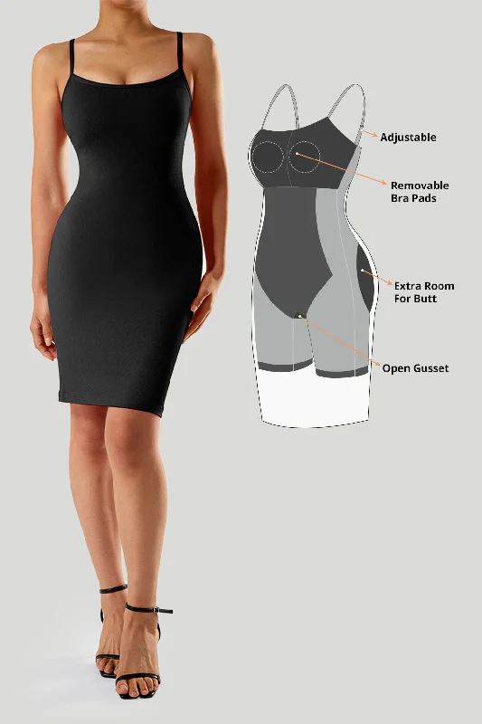 Spaghetti Strap Bodycon Dress With Built in Shapewear Traditional Women's 