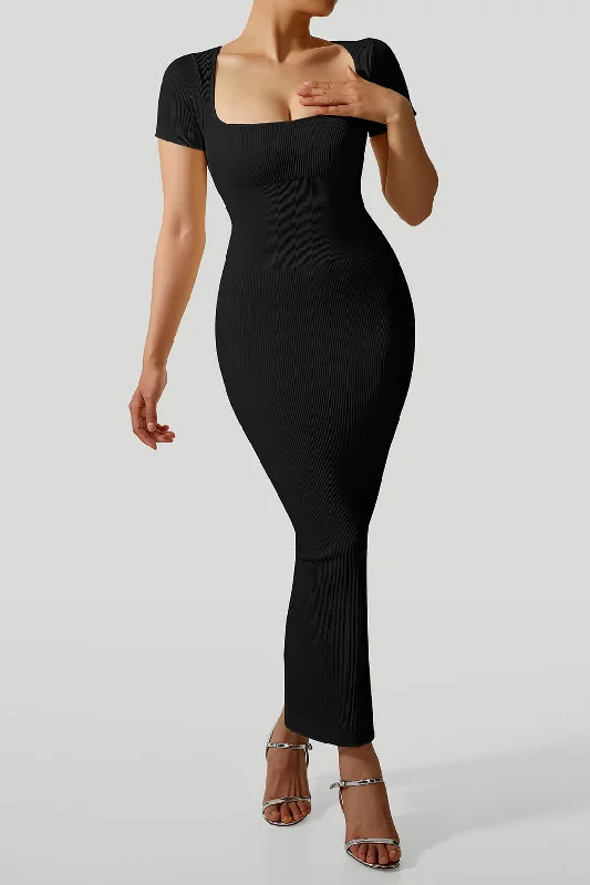 Thread Short Sleeves Slit Dress Refined Women's Hand - crafted