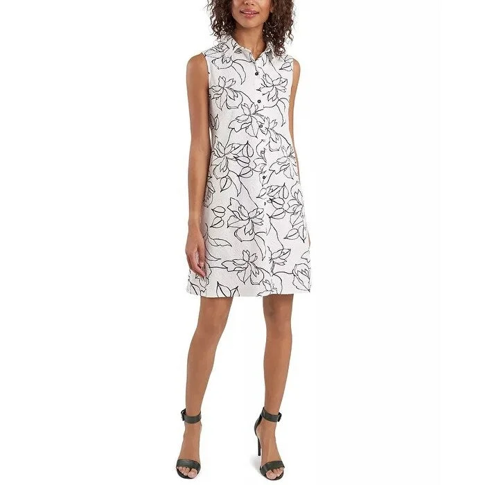 MSK Women's Petite Printed Shirtdress White Size Petite Medium - Petite Medium Bohemian Women's Free