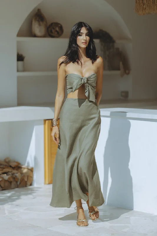 PIERA LINEN TOP - ARMY GREEN Cashmere