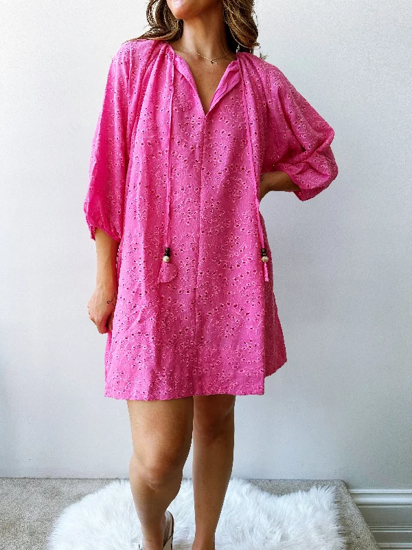 Pretty in Pink Tunic Dress Trendy Women's Oversized