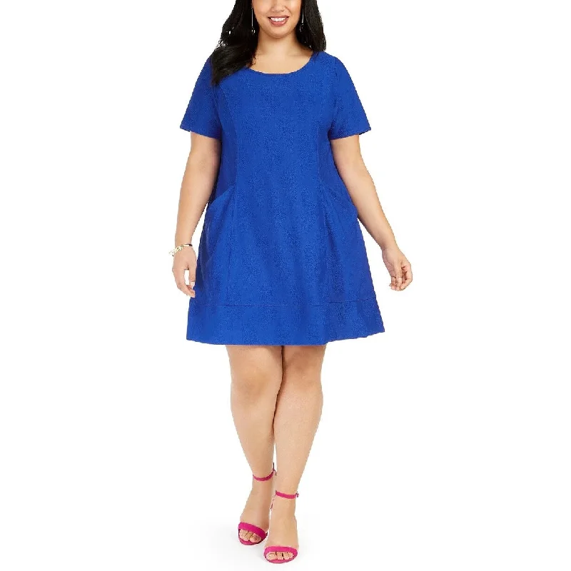 Robbie Bee Women's Plus Size Knit Pocket Dress Bright Blue Size 2X Bohemian Women's Free