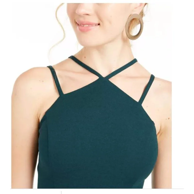 Sequin Hearts Junior's Strappy Scuba Sheath Dress Green Size 11 Youthful Women's Pop