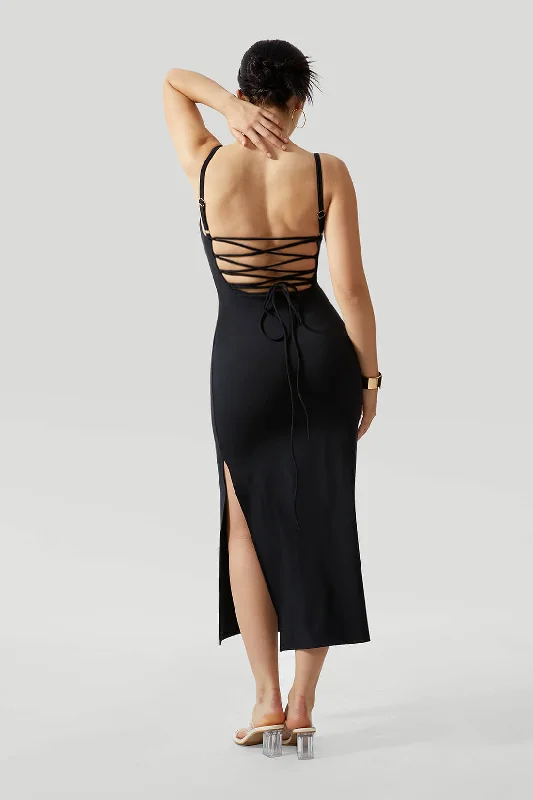 Sexy Backless Crossed Strappy Dress With Built-In Shapewear Refined Women's Classic 