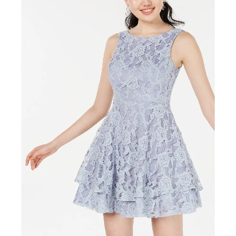 Speechless Juniors' Lace Double-Skirt Fit & Flare Dress Purple Size 9 Earthy Women's Hemp - based