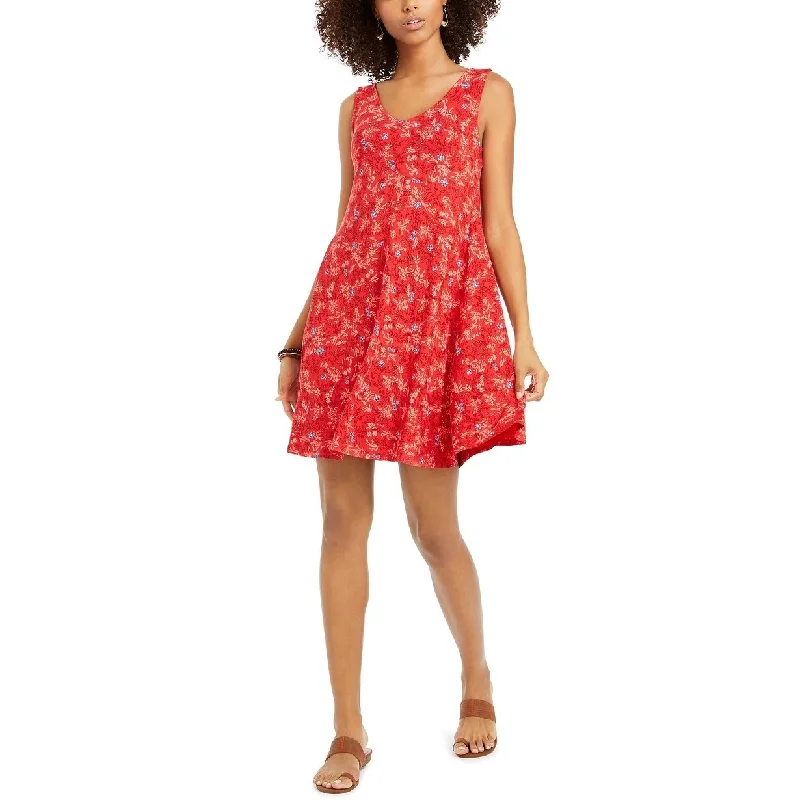 Style & Co Women's Cross-Back Printed Dress Bright Red Size Large Casual Women's Japanese 