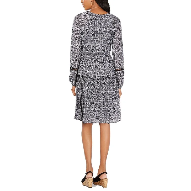 Style & Co Women's Printed Split-Neck A-Line Dress Black Size Small Modern Women's Tech