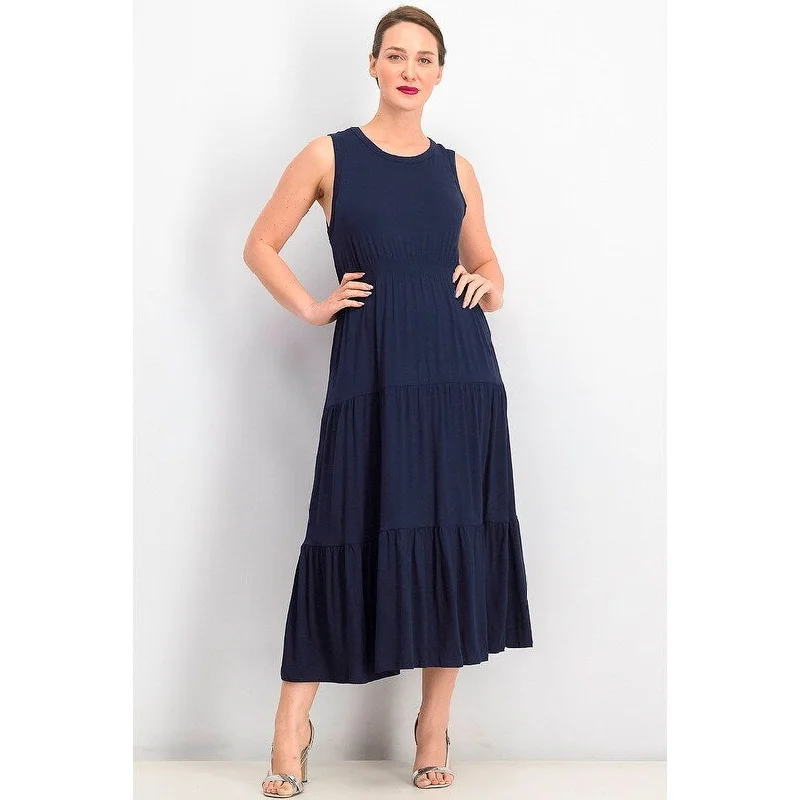 Style & Co Women's Tiered Sleeveless Dress Navy Size XX Large - XX-Large British Gentlewoman Style