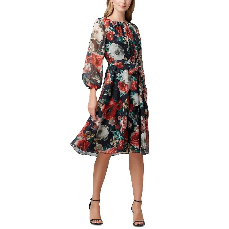 Tahari ASL Women's Printed Foil Chiffon A-Line Dress Pink Size 2 Casual Women's Loose - fitting