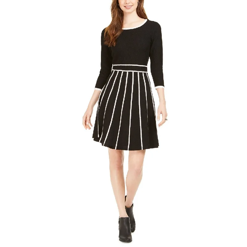 Taylor Women's Two Tone Fit & Flare Sweater Dress Black Size Medium Bohemian Women's Free