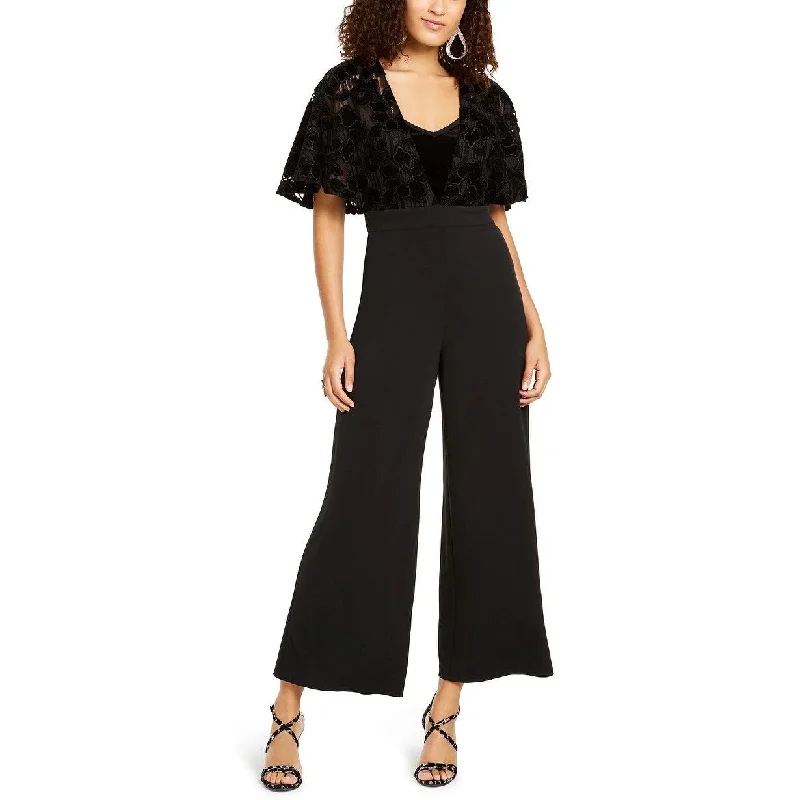 Thalia Sodi Women's Lace Mesh Surplice Jumpsuit Black Size X-Large Disco