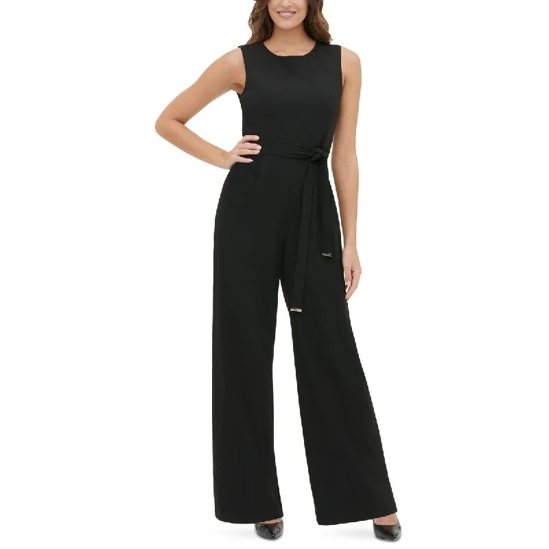 Tommy Hilfiger Women's Crepe Belted Jumpsuit Black Size 8 Gym