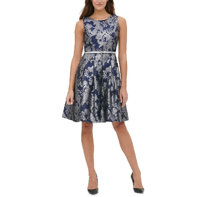 Tommy Hilfiger Women's Jacquard Fit & Flare Dress Blue Size 12 Rugged Women's Outdoor 