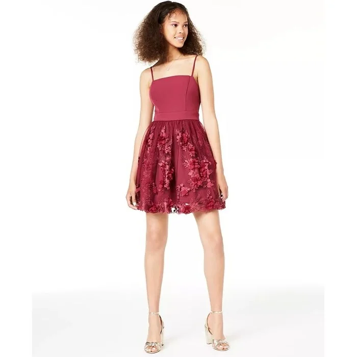 Trixxi Junior's 3D Petals Fit & Flare Dress Pink Size 11 Practical Women's Quick - dry