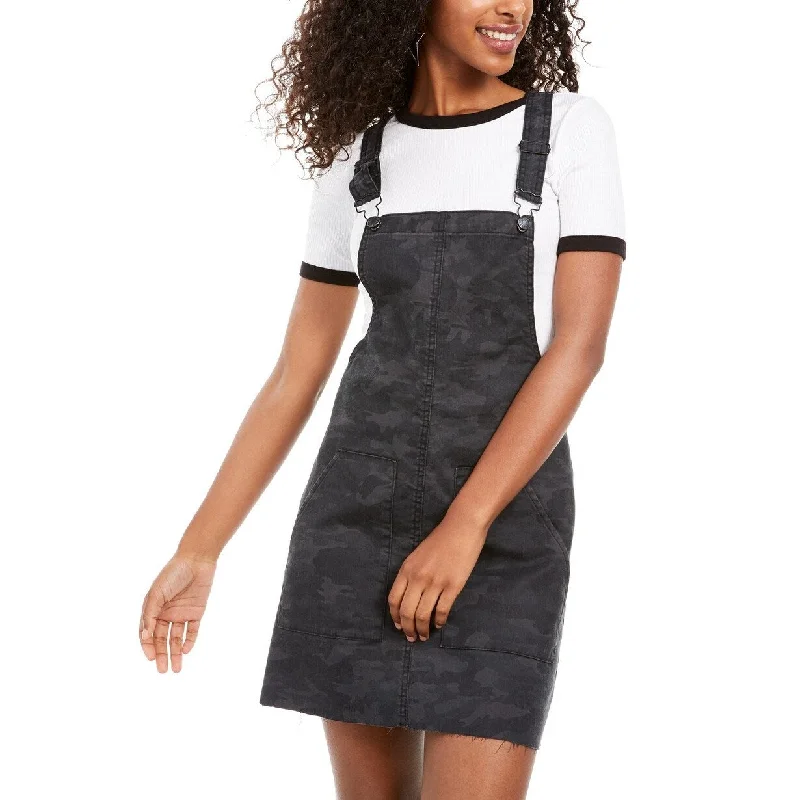 Vanilla Star Juniors' Printed Raw-Hem Camo Skirtall Black Size 13 French
