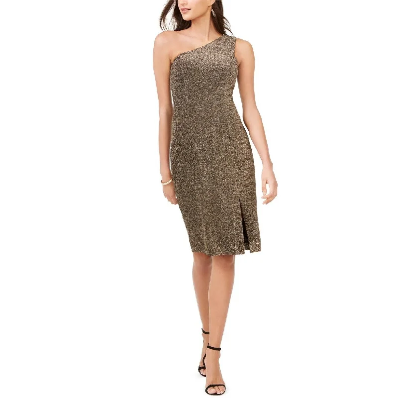 Vince Camuto Women's One Shoulder Glitter Knit Dress Gold Size 4 Relaxed Women's 