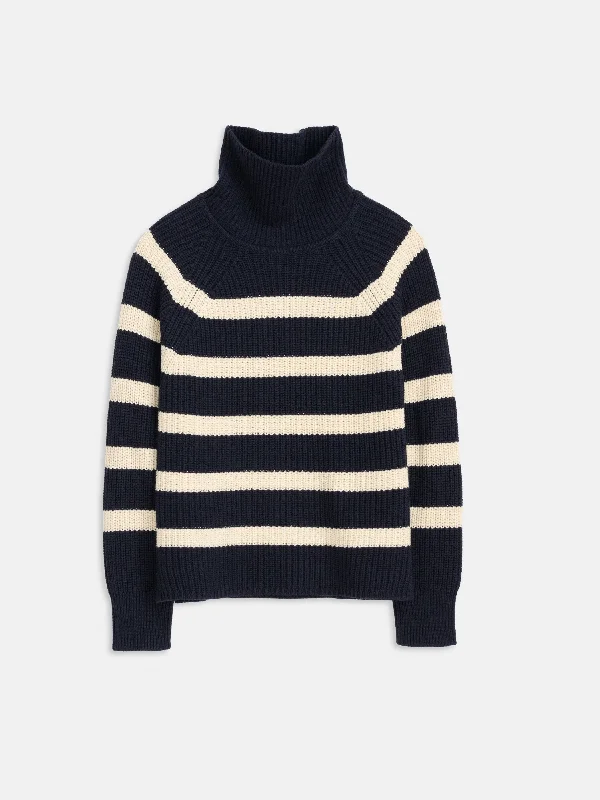 Chelsea Striped Turtleneck In Cotton Cashmere Luxurious Women's High -  end