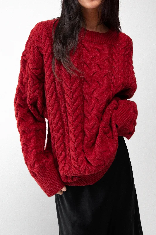 CABLE KNIT CREWNECK SWEATER Cashmere