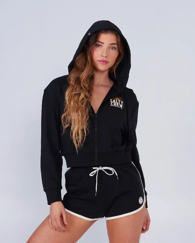 Cruisin Crop Zip Hoody - Black European