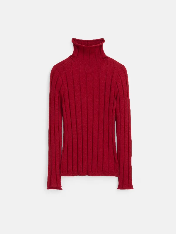 Ellie Ribbed Turtleneck In Cotton Cashmere Women