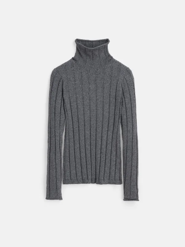 Ellie Ribbed Turtleneck In Cotton Cashmere Streetwear Style for 