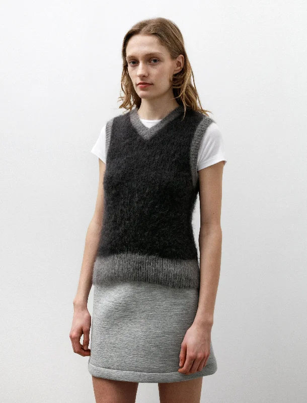 Mohair Knit Vest Grey Refined Women's 