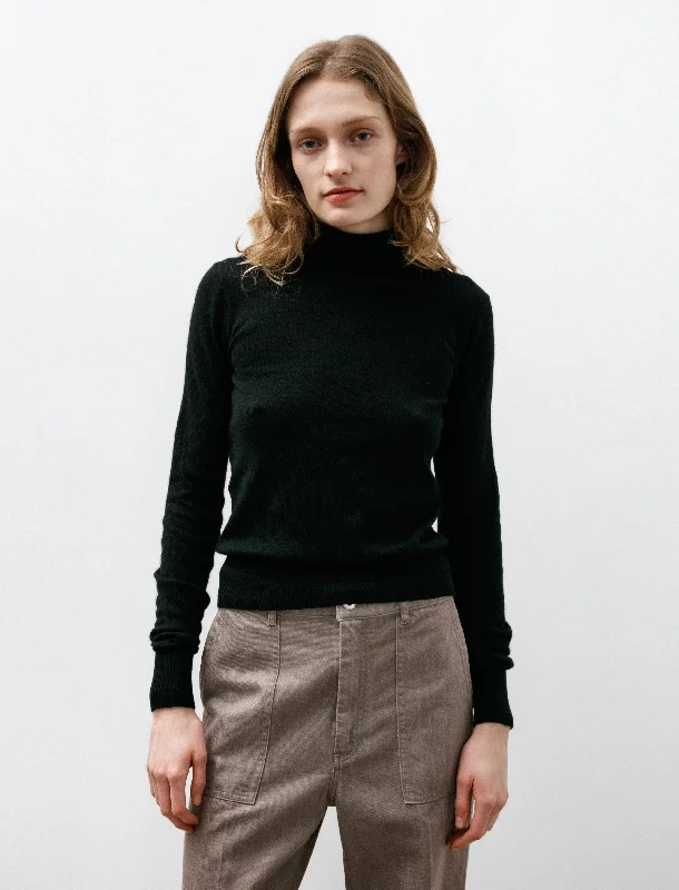 Silk Cashmere Turtleneck Black Confident Women's Power
