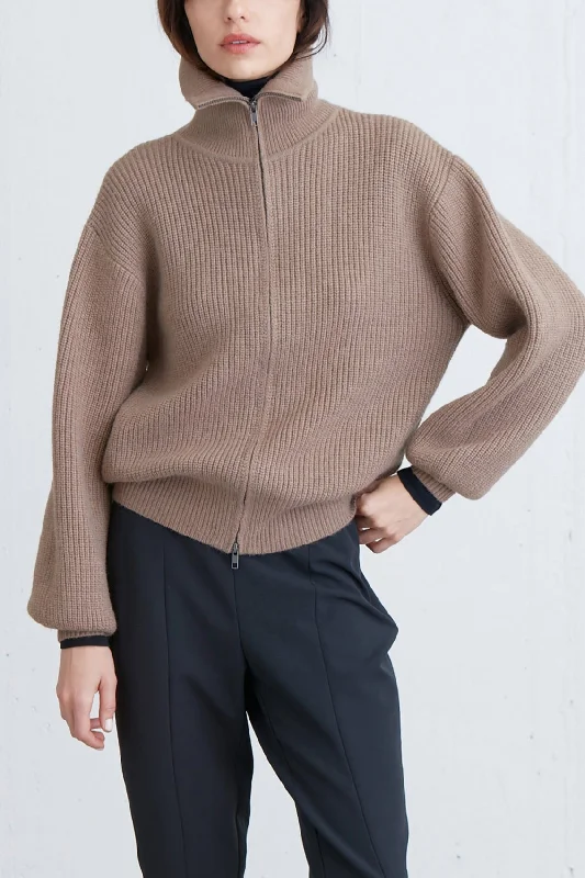 HIGH NECKLINE ZIP UP SWEATER Edgy Women's Punk