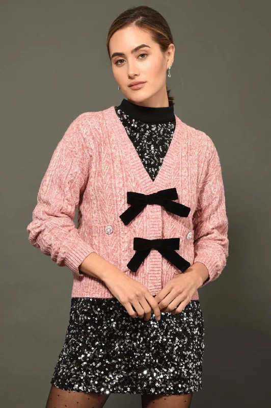 Kendall Bow Front Jeweled Cardigan Modern Women's 