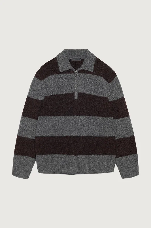 STRIPED RUGBY POLO SWEATER Modern Women's 