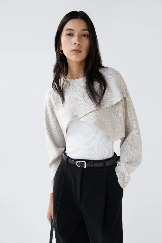 CROPPED SHRUG SWEATER Cozy Women's Sherpa - lined