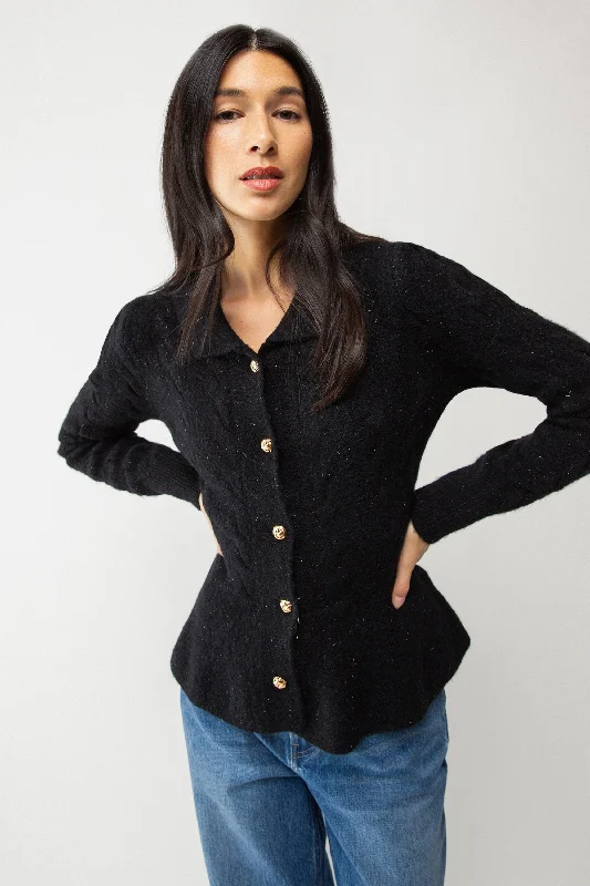 COLLARED CABLE KNIT CARDIGAN Vacation