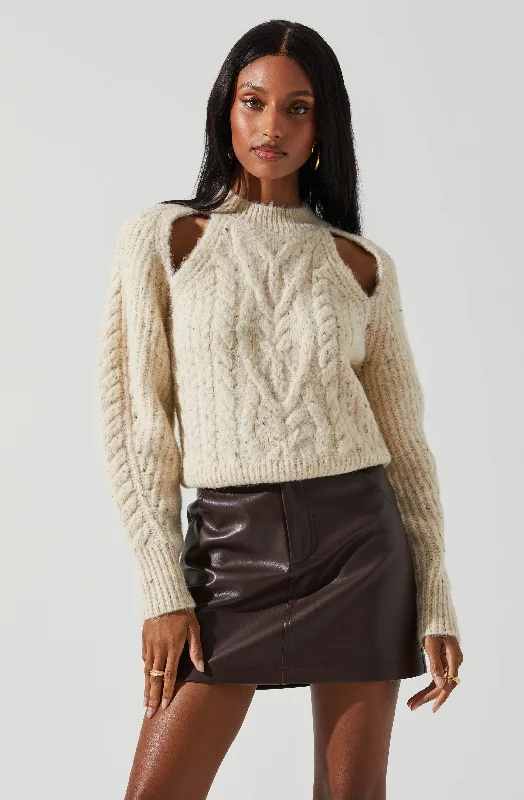 Natalie Cutout Cable Knit Sweater Dynamic Women's High - energy