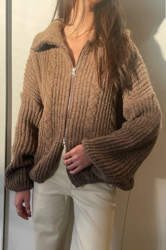OVERSIZED ZIP-UP SWEATER Confident Women's High - fashion