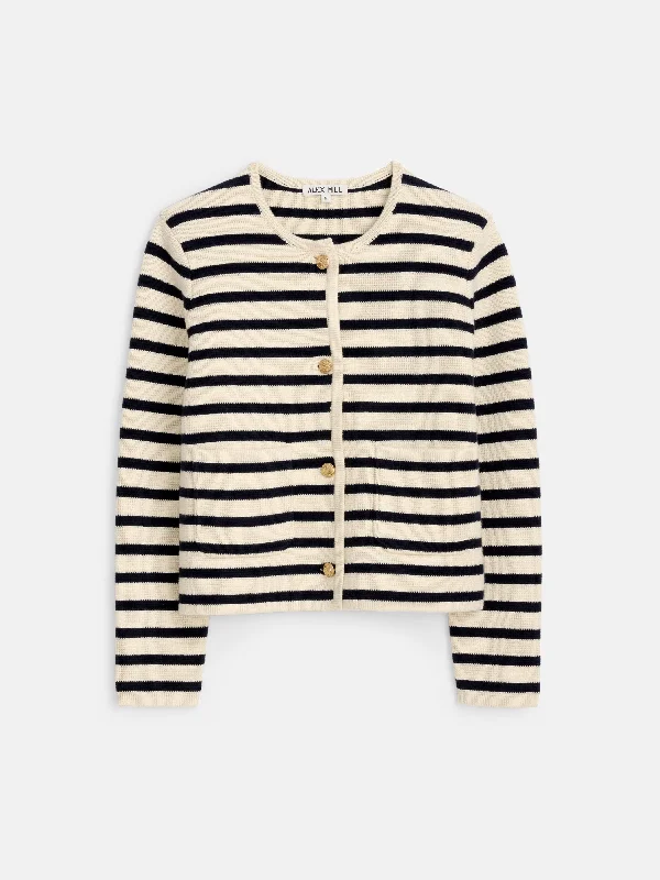 Paris Sweater Jacket In Stripe Cool Women's Distressed