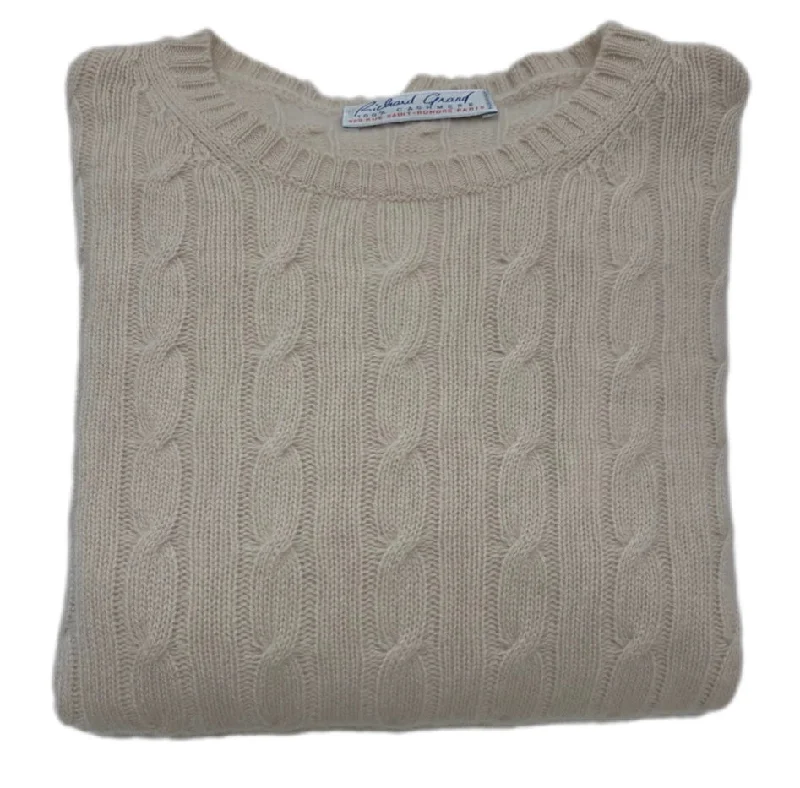 RICHARD GRAND~ Cashmere cable crew neck sweater Polished Women's Silk