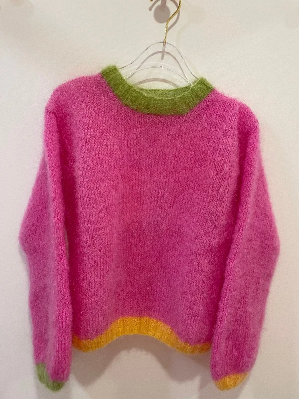 ROSE CARMINE~ Crew Sweater O colorblock tricolor in 3 colors Dapper Women's 1920S