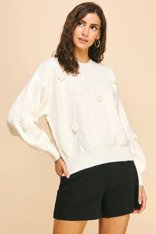 Rosette Sweater Unique Women's Upcycled