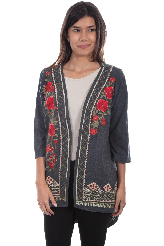 Scully Womens Gray Viscose Hi/Lo Kimono Elegant Women's 