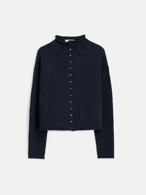 Taylor Rollneck Cardigan in Cotton Cashmere Cozy Women's Sherpa - lined