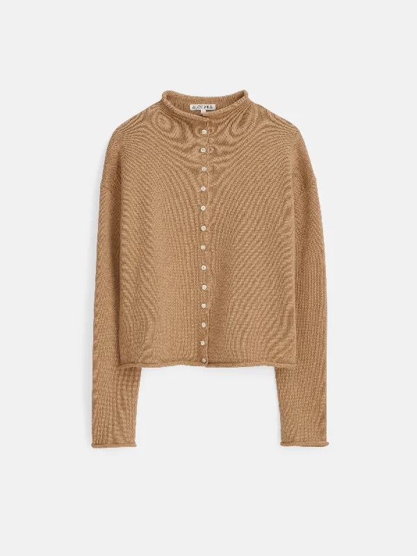 Taylor Rollneck Cardigan in Cotton Cashmere Dapper Women's Bow - adorned