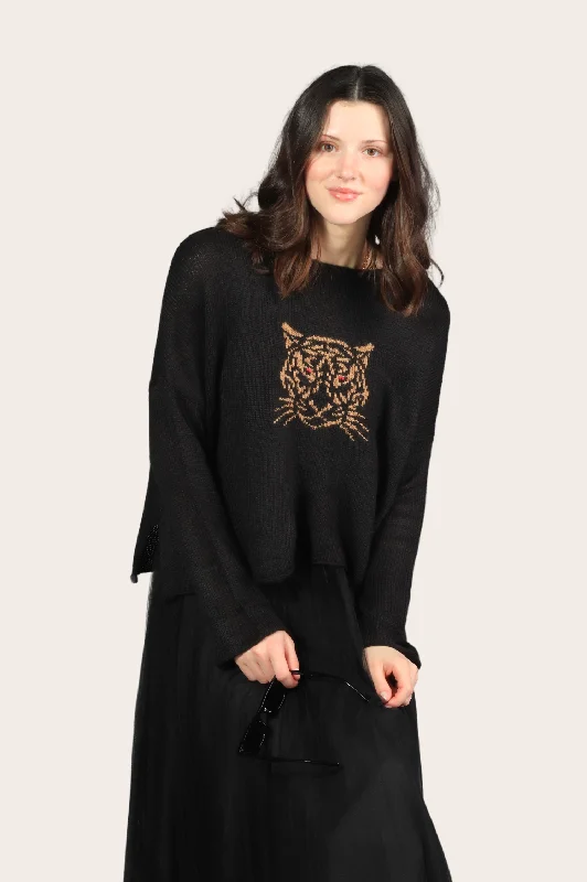 Tiger Face Cropped Crew Lightweight Sporty Women's Tennis