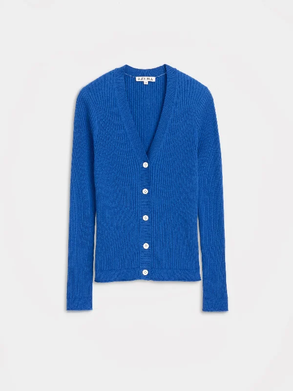 V-Neck Ribbed Cardigan Casual Women's Loose - fitting
