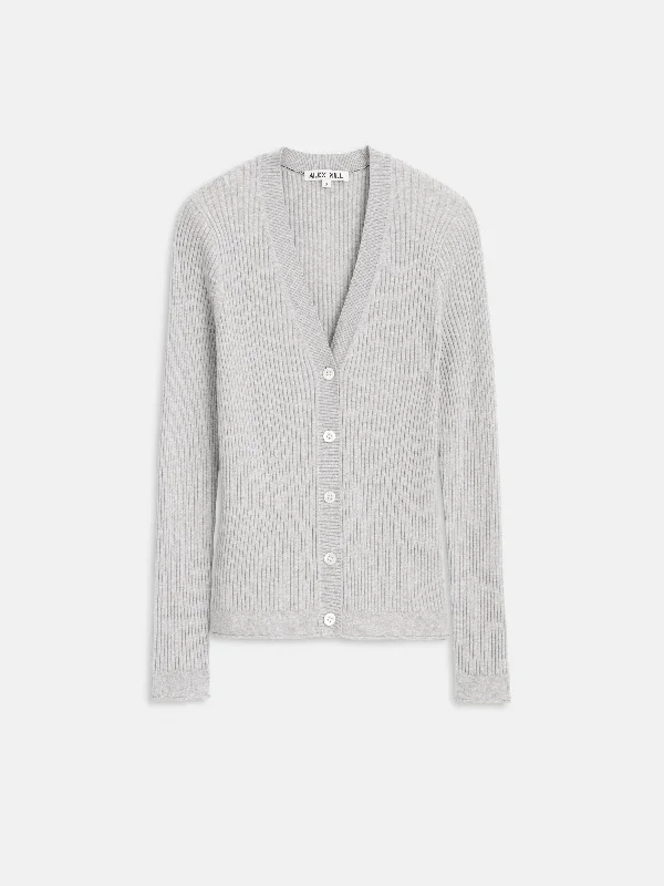 V-Neck Ribbed Cardigan Cashmere